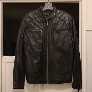 Andrew Marc Racer leather Jacket. BLACK, Medium